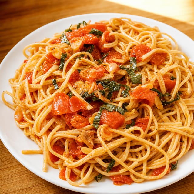 Almonds, Basil & Tomato Pasta.